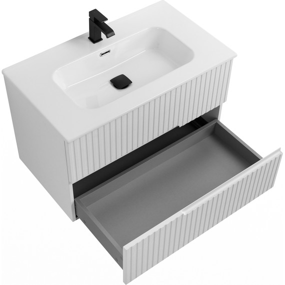 Тумба подвесная с раковиной Cezares DUET-N-800-2C-SO-FBS-P 80 см (раковина CZR-8095-80) ясень белый софт фото 3