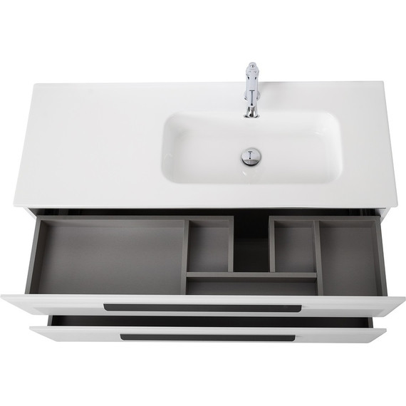 Тумба подвесная с раковиной Cezares ECO-CER-N-1200-2C-SO-BL-R 120 см (раковина CZR-8095-120-R) bianco lucido фото 4