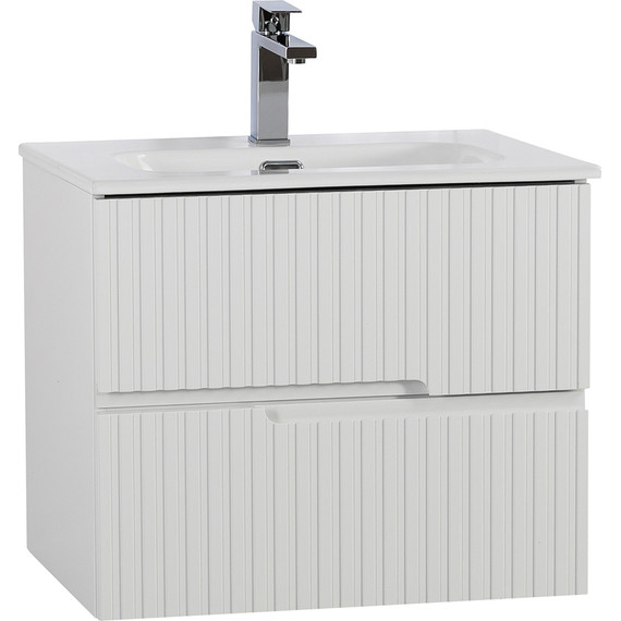 Тумба подвесная с раковиной Cezares DUET-N-600-2C-SO-BL 60 см (раковина CZR-8073-60) bianco lucido фото 2