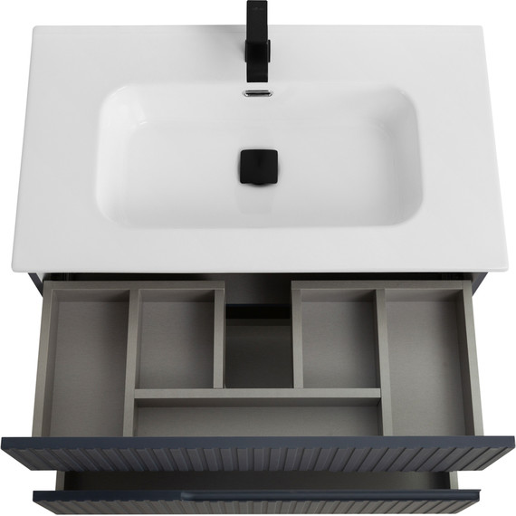 Тумба подвесная с раковиной Cezares DUET-N-800-2C-SO-GR-P 80 см (раковина CZR-8095-80) grafito фото 4