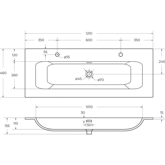 Тумба подвесная с раковиной Cezares ECO-CER-N-1200-2C-SO-SPF-P 120 см (раковина CZR-8073-120-1-2) sapfiro фото 16