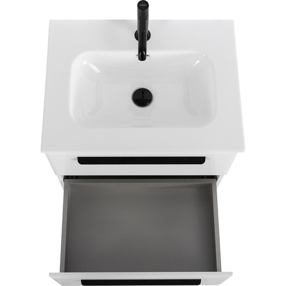 Тумба подвесная с раковиной Cezares ECO-CER-N-600-2C-SO-BL 60 см (раковина CZR-8073-60) bianco lucido фото 6