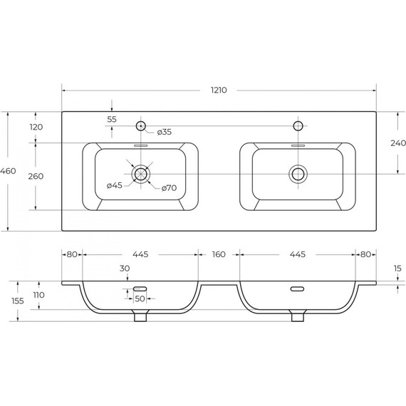 Тумба подвесная с раковиной Cezares ECO-CER-N-1200-4C-SO-2-BL 120 см (раковина CZR-8073-120-2) bianco lucido фото 17