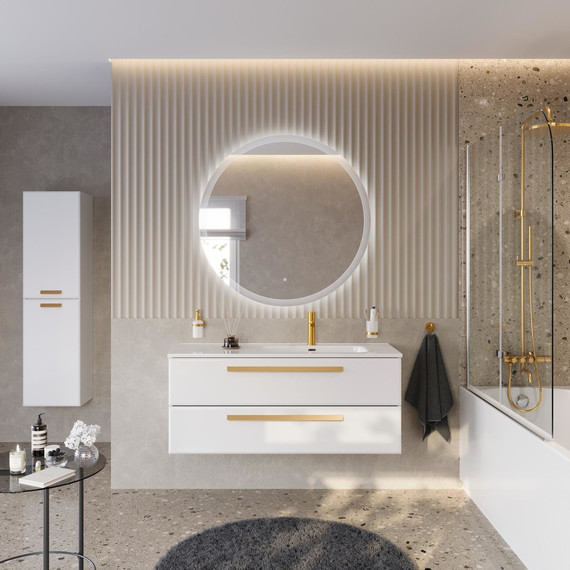 Тумба подвесная с раковиной Cezares ECO-CER-N-1200-2C-SO-BL-R 120 см (раковина CZR-8095-120-R) bianco lucido фото 12