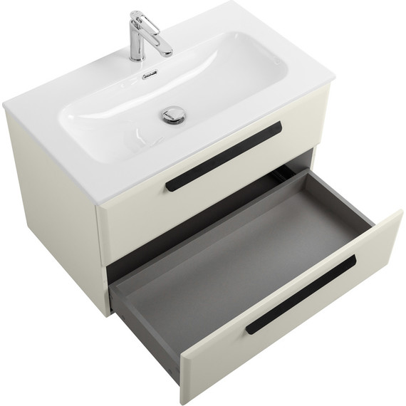 Тумба подвесная с раковиной Cezares ECO-CER-N-800-2C-SO-AS-P 80 см (раковина CZR-8073-80) альпака брашированная фото 3