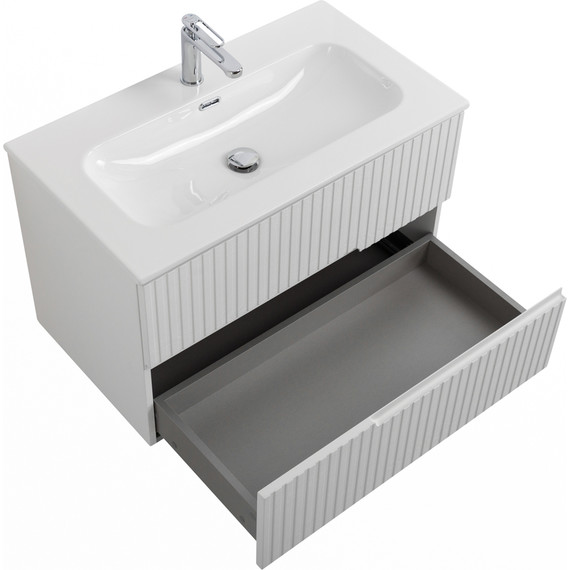 Тумба подвесная с раковиной Cezares DUET-N-800-2C-SO-FBS-P 80 см (раковина CZR-8073-80) ясень белый софт - 3 Тумба подвесная с раковиной Cezares DUET-N-800-2C-SO-FBS-P 80 см (раковина CZR-8073-80) ясень белый софт фото 3