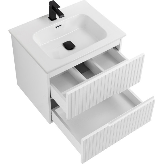 Тумба подвесная с раковиной Cezares DUET-N-700-2C-SO-BL 70 см (раковина CZR-8095-70) bianco lucido фото 4