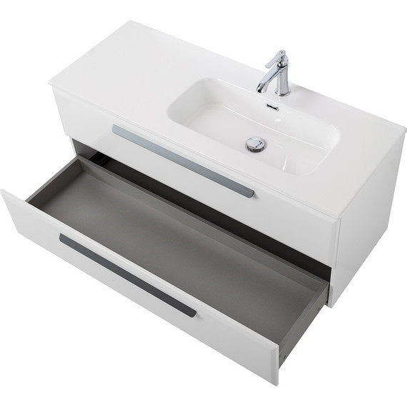 Тумба подвесная с раковиной Cezares ECO-CER-N-1200-2C-SO-BL-R 120 см (раковина CZR-8095-120-R) bianco lucido фото 3