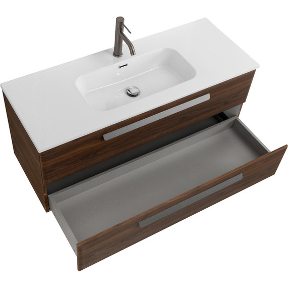 Тумба подвесная с раковиной Cezares ECO-CER-N-1200-2C-SO-NCS-P 120 см (раковина CZR-8095-120) орех шоколад софт фото 3