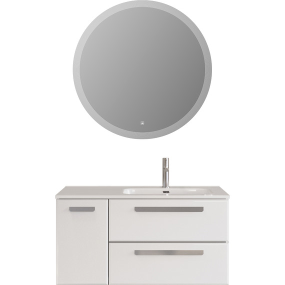 Тумба подвесная с раковиной Cezares ECO-CER-N-1000-2C-1A-SO-BL-R 100 см (раковина CZR-8095-100-R) bianco lucido фото 10