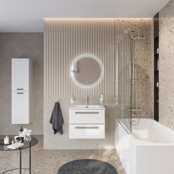 Тумба подвесная с раковиной Cezares ECO-CER-N-600-2C-SO-BL 60 см (раковина CZR-8073-60) bianco lucido фото 13