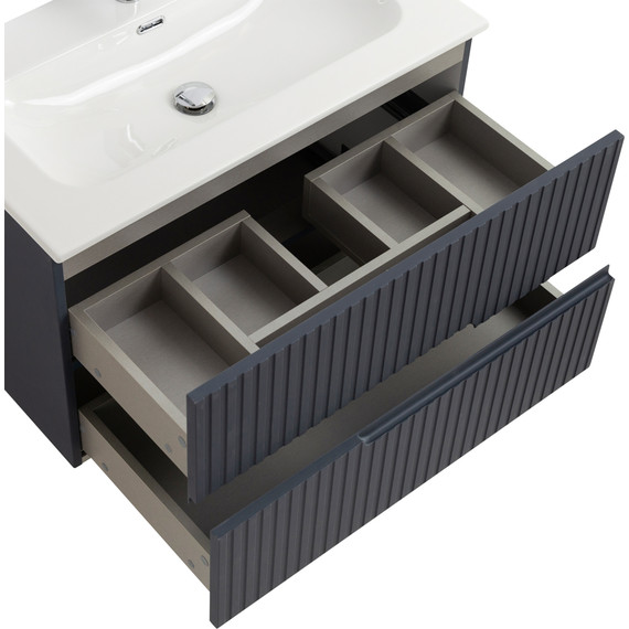 Тумба подвесная с раковиной Cezares DUET-N-800-2C-SO-GR-P 80 см (раковина CZR-8073-80) grafito фото 5