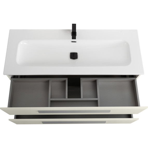 Тумба подвесная с раковиной Cezares ECO-CER-N-1200-2C-SO-AS-P 120 см (раковина CZR-8073-120) альпака брашированная фото 5