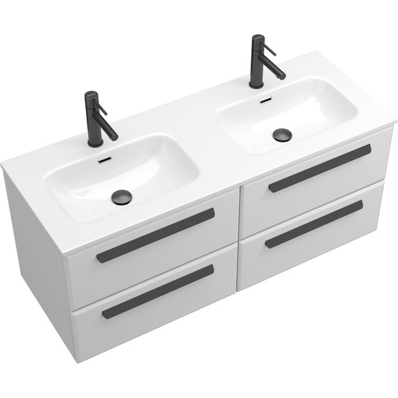 Тумба подвесная с раковиной Cezares ECO-CER-N-1200-4C-SO-2-BL 120 см (раковина CZR-8073-120-2) bianco lucido фото 3