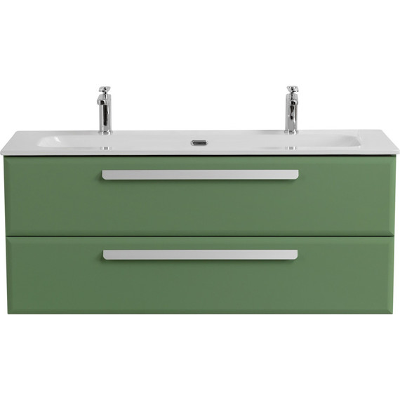 Тумба подвесная с раковиной Cezares ECO-CER-N-1200-2C-SO-PS-P 120 см (раковина CZR-8073-120-1-2) фисташковый софт фото 