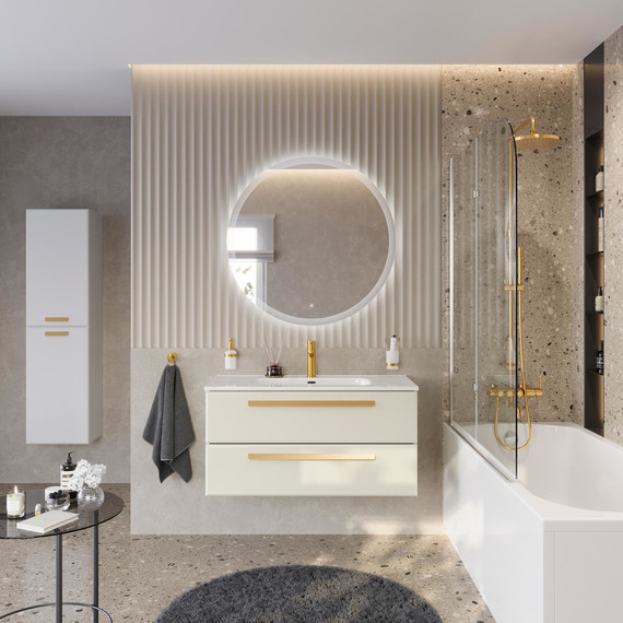 Тумба подвесная с раковиной Cezares ECO-CER-N-1000-2C-SO-AS-P 100 см (раковина CZR-8095-100) альпака брашированная фото 11