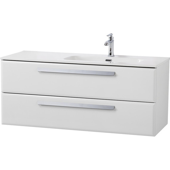 Тумба подвесная с раковиной Cezares ECO-CER-N-1200-2C-SO-BL-R 120 см (раковина CZR-8095-120-R) bianco lucido фото 2