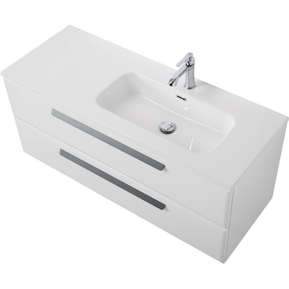 Тумба подвесная с раковиной Cezares ECO-CER-N-1200-2C-SO-BL-R 120 см (раковина CZR-8095-120-R) bianco lucido фото 7