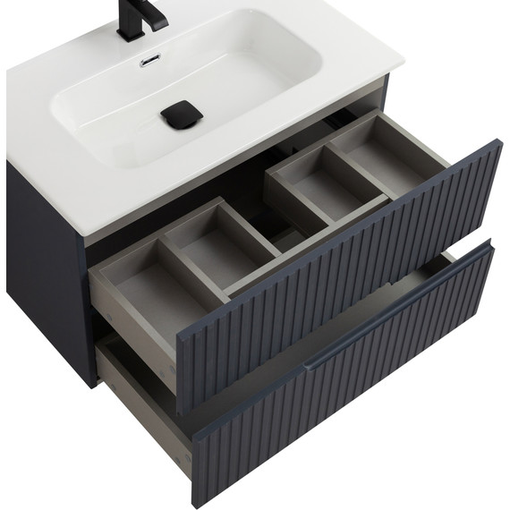 Тумба подвесная с раковиной Cezares DUET-N-800-2C-SO-GR-P 80 см (раковина CZR-8095-80) grafito фото 5