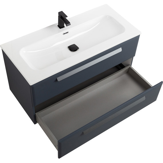 Тумба подвесная с раковиной Cezares ECO-CER-N-1000-2C-SO-GR-P 100 см (раковина CZR-8073-100) grafito фото 3