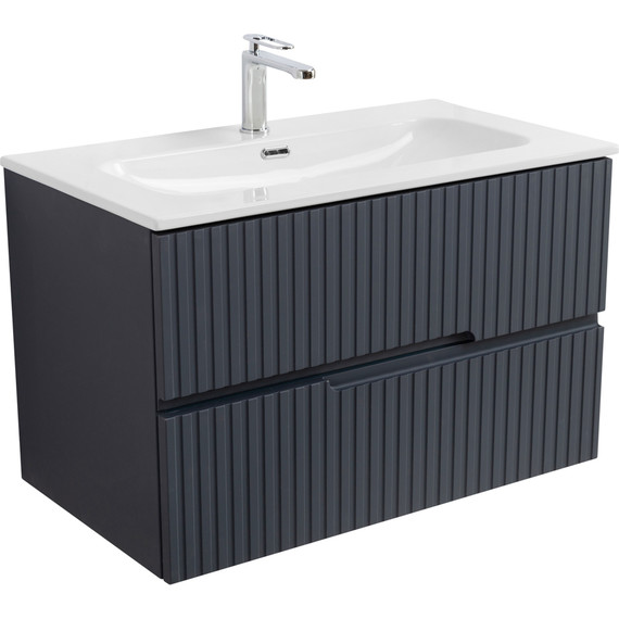 Тумба подвесная с раковиной Cezares DUET-N-800-2C-SO-GR-P 80 см (раковина CZR-8073-80) grafito фото 2