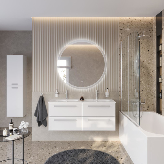 Тумба подвесная с раковиной Cezares ECO-CER-N-1200-4C-SO-2-BL 120 см (раковина CZR-8073-120-2) bianco lucido фото 13