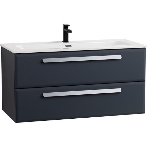 Тумба подвесная с раковиной Cezares ECO-CER-N-1000-2C-SO-GR-P 100 см (раковина CZR-8073-100) grafito фото 2