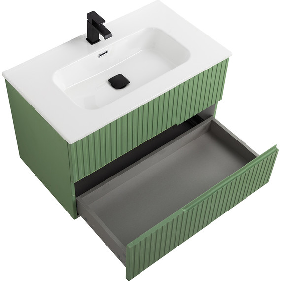 Тумба подвесная с раковиной Cezares DUET-N-800-2C-SO-PS-P 80 см (раковина CZR-8095-80) фисташковый софт - 3 Тумба подвесная с раковиной Cezares DUET-N-800-2C-SO-PS-P 80 см (раковина CZR-8095-80) фисташковый софт фото 3