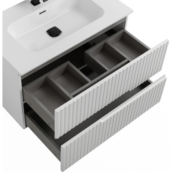 Тумба подвесная с раковиной Cezares DUET-N-900-2C-SO-BL 90 см (раковина CZR-8095-90) bianco lucido фото 5