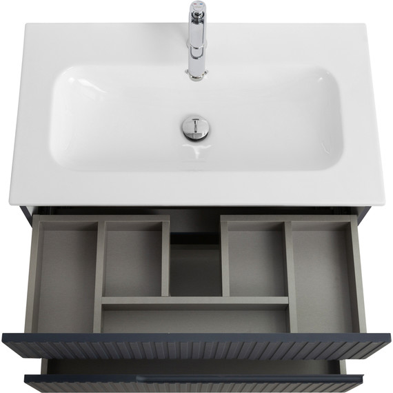 Тумба подвесная с раковиной Cezares DUET-N-800-2C-SO-GR-P 80 см (раковина CZR-8073-80) grafito фото 4