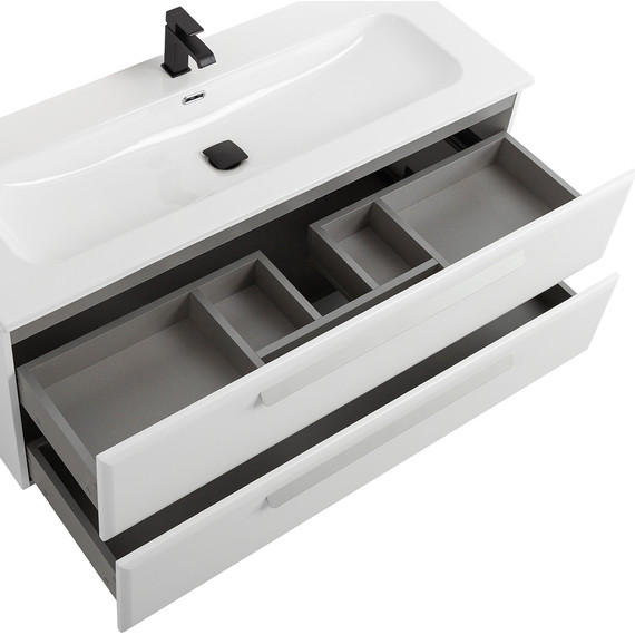 Тумба подвесная с раковиной Cezares ECO-CER-N-1200-2C-SO-BL 120 см (раковина CZR-8073-120) bianco lucido фото 5