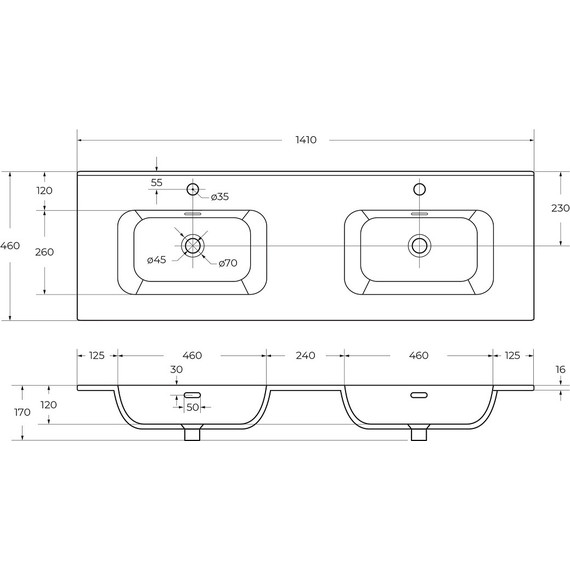 Тумба подвесная с раковиной Cezares DUET-N-1400-4C-SO-2-BL 140 см (раковина CZR-8095-140-2) bianco lucido - 11 Тумба подвесная с раковиной Cezares DUET-N-1400-4C-SO-2-BL 140 см (раковина CZR-8095-140-2) bianco lucido фото 11