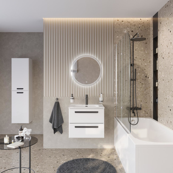 Тумба подвесная с раковиной Cezares ECO-CER-N-700-2C-SO-BL 70 см (раковина CZR-8095-70) bianco lucido фото 9