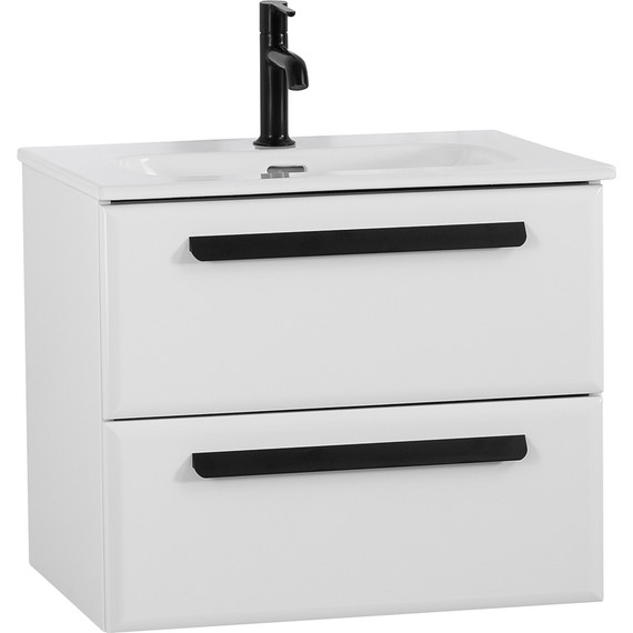 Тумба подвесная с раковиной Cezares ECO-CER-N-600-2C-SO-BL 60 см (раковина CZR-8073-60) bianco lucido фото 2