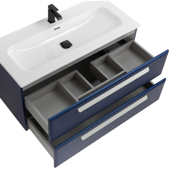 Тумба подвесная с раковиной Cezares ECO-CER-N-1000-2C-SO-SPF-P 100 см (раковина CZR-8073-100) sapfiro фото 5