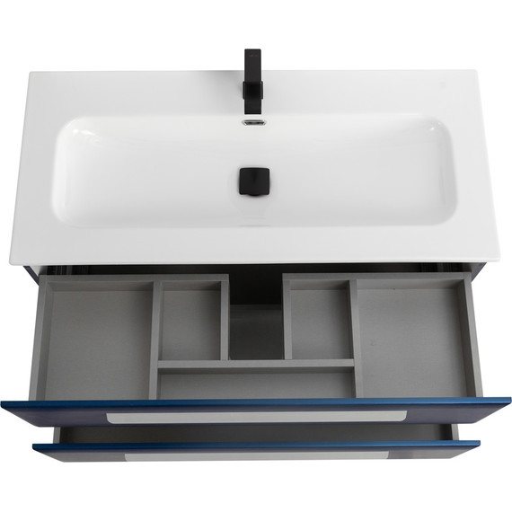 Тумба подвесная с раковиной Cezares ECO-CER-N-1000-2C-SO-SPF-P 100 см (раковина CZR-8073-100) sapfiro фото 4