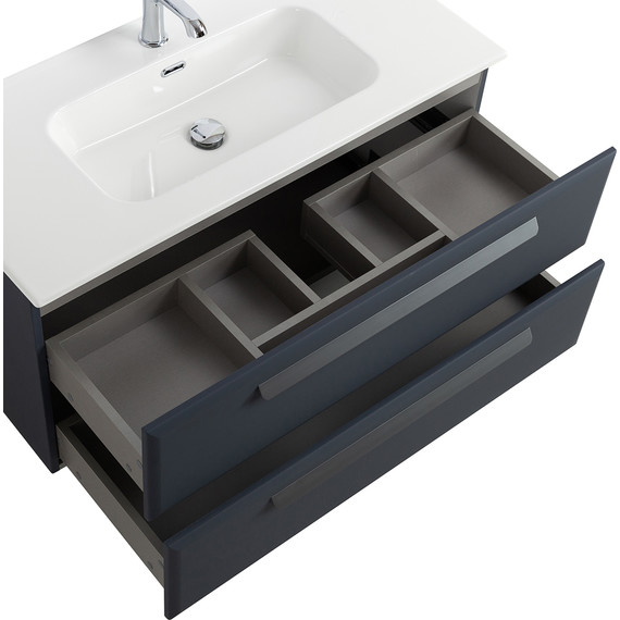 Тумба подвесная с раковиной Cezares ECO-CER-N-1000-2C-SO-GR-P 100 см (раковина CZR-8095-100) grafito фото 5