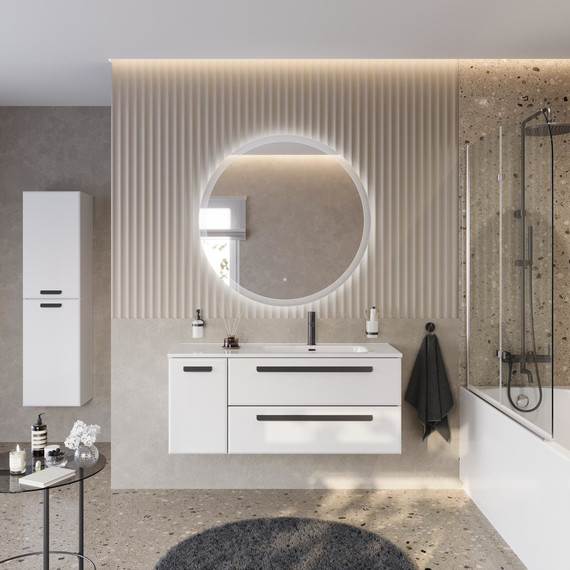 Тумба подвесная с раковиной Cezares ECO-CER-N-1200-2C-1A-SO-BL-R 120 см (раковина CZR-8095-120-R) bianco lucido фото 10