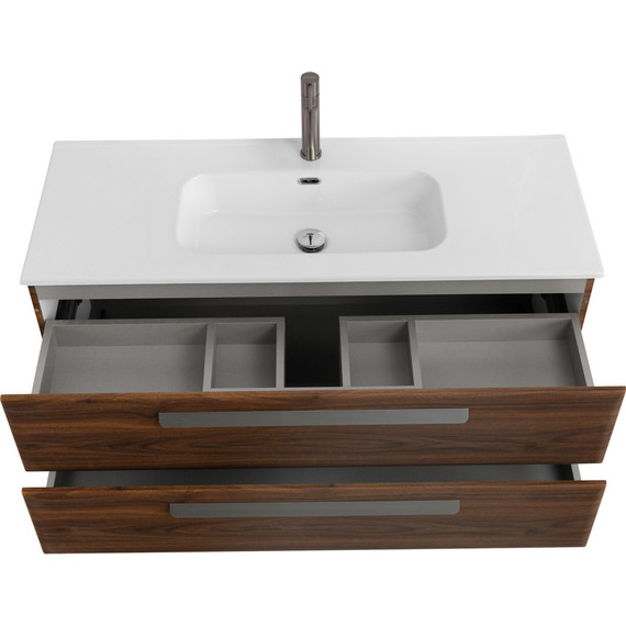 Тумба подвесная с раковиной Cezares ECO-CER-N-1200-2C-SO-NCS-P 120 см (раковина CZR-8095-120) орех шоколад софт фото 4