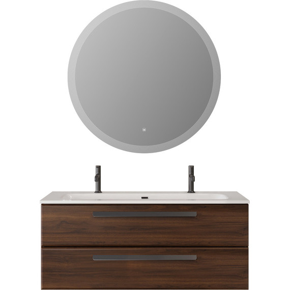 Тумба подвесная с раковиной Cezares ECO-CER-N-1200-2C-SO-NCS-P 120 см (раковина CZR-8073-120-1-2) орех шоколад софт фото 8