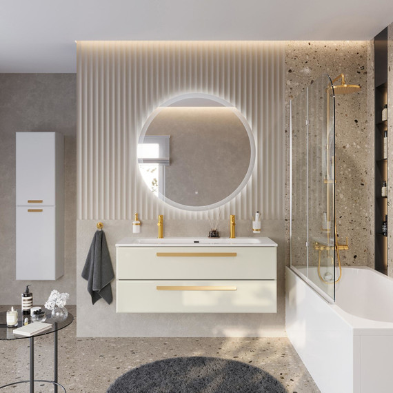 Тумба подвесная с раковиной Cezares ECO-CER-N-1200-2C-SO-AS-P 120 см (раковина CZR-8073-120-1-2) альпака брашированная фото 11