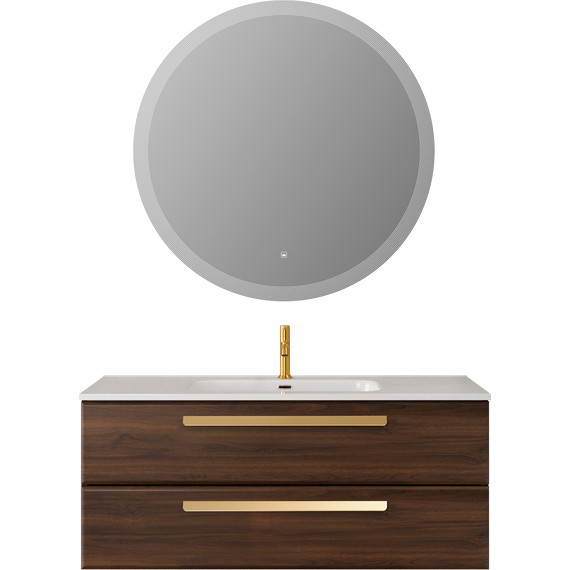 Тумба подвесная с раковиной Cezares ECO-CER-N-1200-2C-SO-NCS-P 120 см (раковина CZR-8095-120) орех шоколад софт фото 7