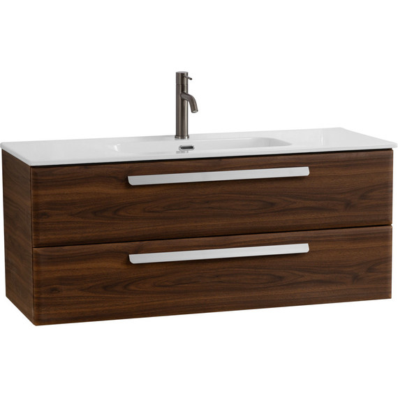 Тумба подвесная с раковиной Cezares ECO-CER-N-1200-2C-SO-NCS-P 120 см (раковина CZR-8095-120) орех шоколад софт фото 2