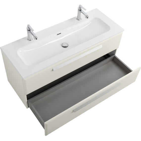 Тумба подвесная с раковиной Cezares ECO-CER-N-1200-2C-SO-AS-P 120 см (раковина CZR-8073-120-1-2) альпака брашированная фото 4