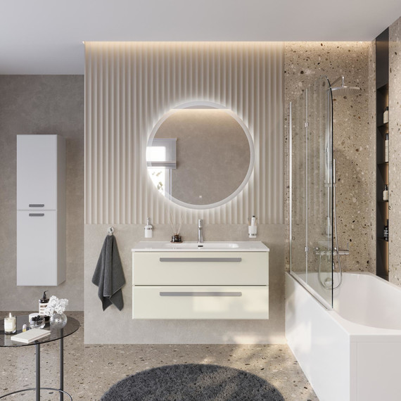 Тумба подвесная с раковиной Cezares ECO-CER-N-1000-2C-SO-AS-P 100 см (раковина CZR-8095-100) альпака брашированная фото 10