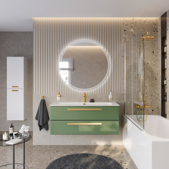 Тумба подвесная с раковиной Cezares ECO-CER-N-1200-2C-SO-PS-P 120 см (раковина CZR-8073-120) фисташковый софт фото 10