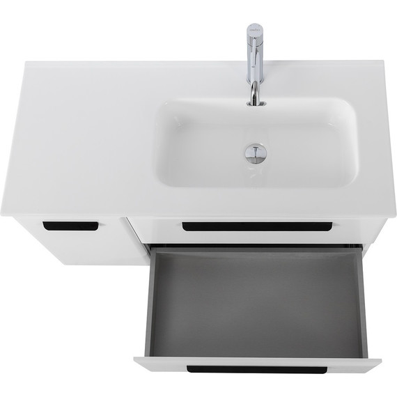 Тумба подвесная с раковиной Cezares ECO-CER-N-1000-2C-1A-SO-BL-R 100 см (раковина CZR-8095-100-R) bianco lucido фото 9