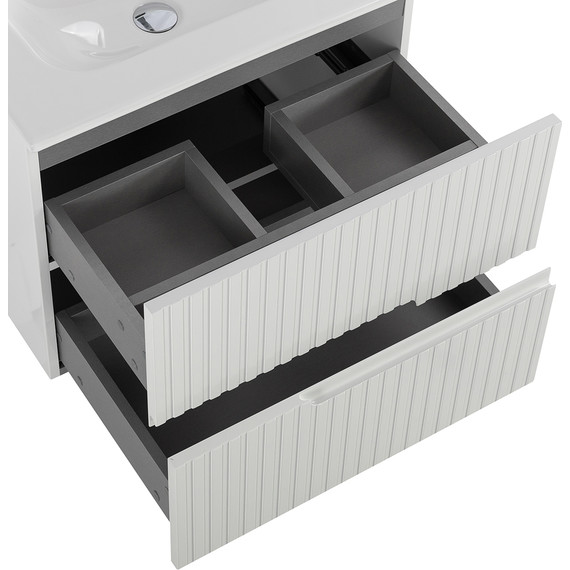 Тумба подвесная с раковиной Cezares DUET-N-600-2C-SO-BL 60 см (раковина CZR-8073-60) bianco lucido фото 5