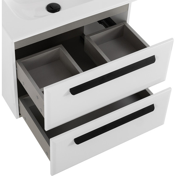 Тумба подвесная с раковиной Cezares ECO-CER-N-600-2C-SO-BL 60 см (раковина CZR-8073-60) bianco lucido фото 5