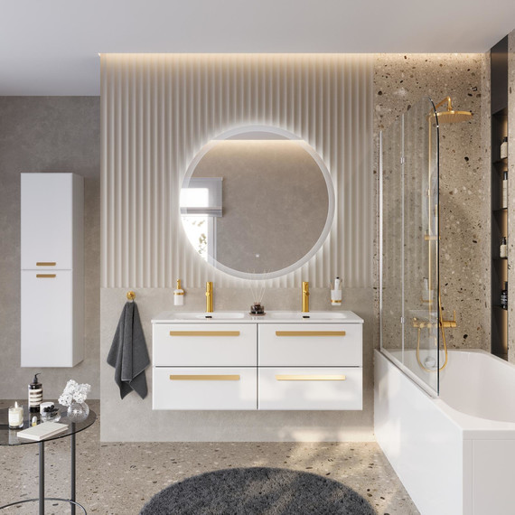 Тумба подвесная с раковиной Cezares ECO-CER-N-1200-4C-SO-2-BL 120 см (раковина CZR-8073-120-2) bianco lucido фото 11